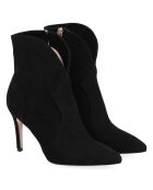 Bottines en Velours de Cuir Rosalia noires - Talon 9 cm