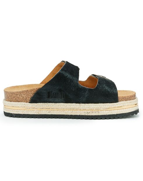 Mules façon Pony Aurora noir/beige/doré