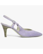 Slingbacks en Velours de Cuir Diogene lilas - Talon 8.5 cm