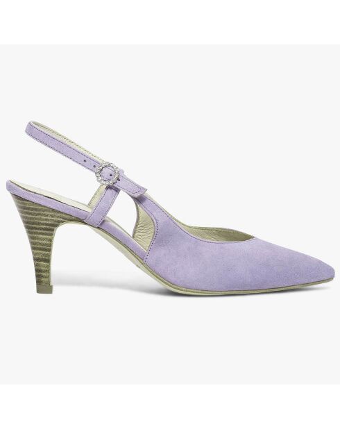 Slingbacks en Velours de Cuir Diogene lilas - Talon 8.5 cm