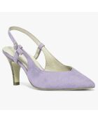 Slingbacks en Velours de Cuir Diogene lilas - Talon 8.5 cm