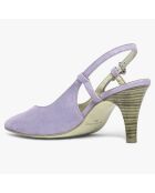 Slingbacks en Velours de Cuir Diogene lilas - Talon 8.5 cm