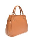 Sac à main en Cuir Ellie cognac  - 28.5x38x18 cm