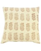 Coussin en coton imprimé avec motifs adyar beige - 40x40 cm