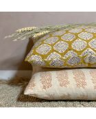 Coussin en coton imprimé a motif alila jaune - 40x40 cm