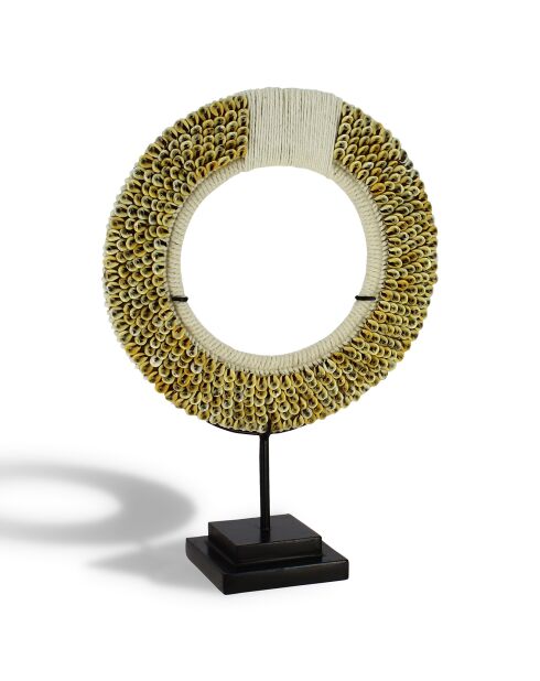 Collana a conchiglia su base metallica linh bianco/beige/nero - H.37 cm