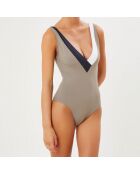 Maillot de Bain 1 pièce triangle Getaria taupe