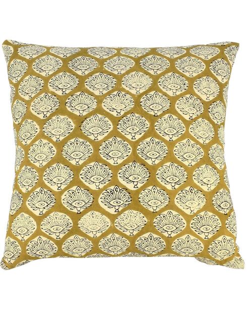 Coussin en coton imprimé a motif alila jaune - 40x40 cm