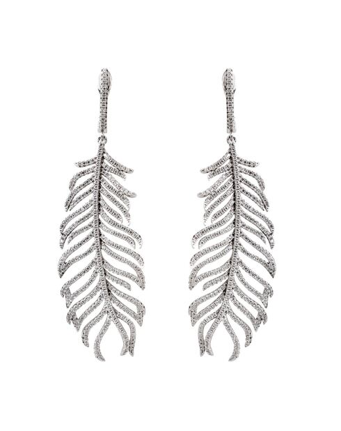 Oorbellen met veren van zilver en zirkonia