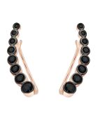 Boucles d'oreilles Ligne en Argent plaqué Or Rose & Zircone noir
