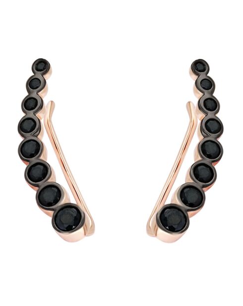Boucles d'oreilles Ligne en Argent plaqué Or Rose & Zircone noir