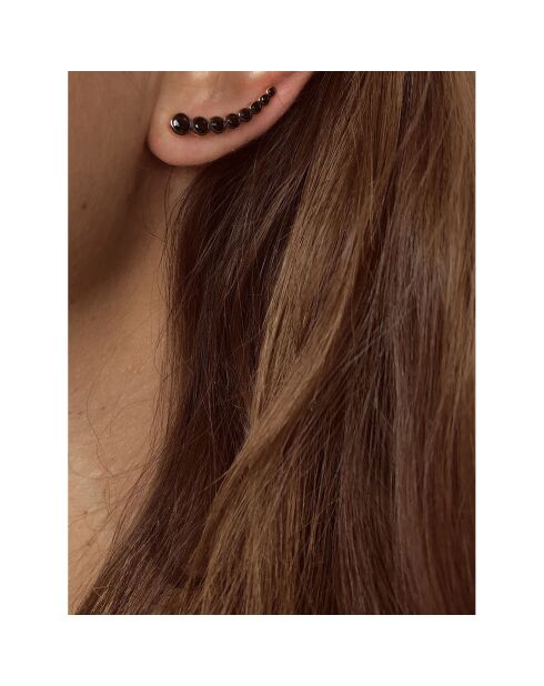 Boucles d'oreilles Ligne en Argent plaqué Or Rose & Zircone noir