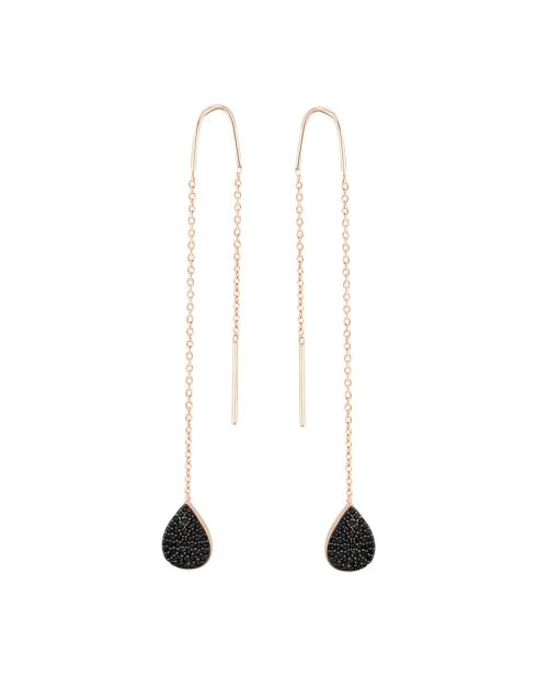 Boucles d'oreilles Gouttes en Argent plaqué Or rose & Zircone noir