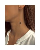 Boucles d'oreilles Gouttes en Argent plaqué Or rose & Zircone noir
