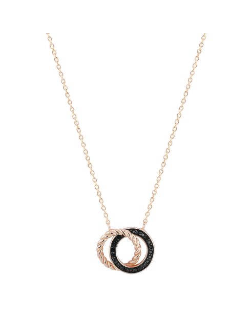 Collar doble de plata chapada en oro rosa y circonitas negras