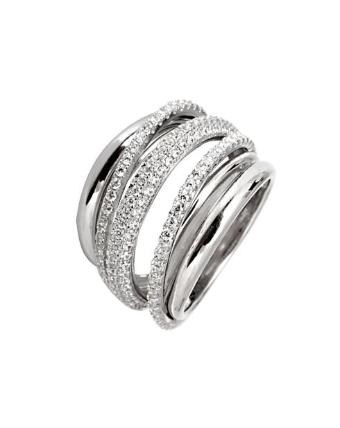 Verschlungener Ring aus Silber und Zirkonia