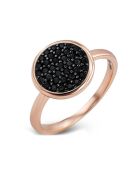 Roze vergulde zilveren en zwarte pastille-ring met zirkonia