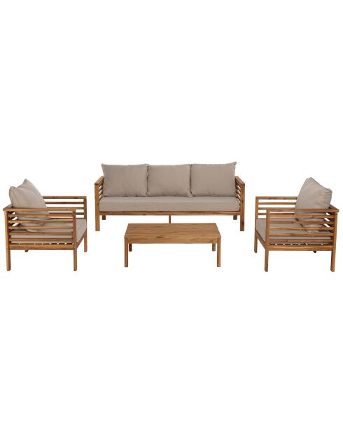 Salon de jardin en bois acacia 5 personnes marron/beige