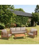 Salon de jardin en bois acacia 5 personnes marron/beige