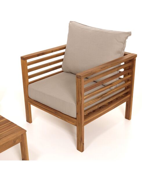 Salon de jardin en bois acacia 5 personnes marron/beige