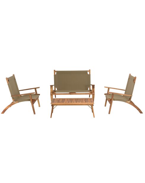 Salon de jardin en bois acacia 4 personnes marron/beige