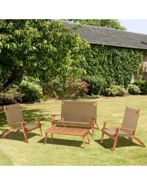 Gartenmöbel aus Akazienholz für 4 Personen braun/beige