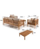 Salon de jardin en bois acacia 5 personnes marron/beige