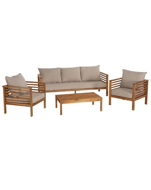 Salon de jardin en bois acacia 5 personnes marron/beige