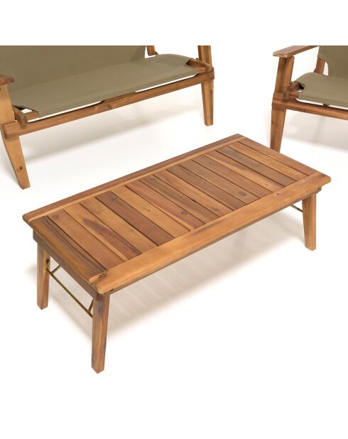 Salon de jardin en bois acacia 4 personnes marron/beige