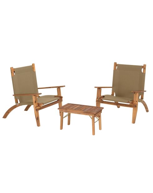 Salon de jardin en bois acacia 2 personnes marron/beige