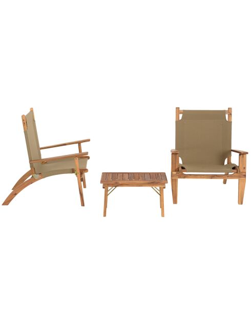 Salon de jardin en bois acacia 2 personnes marron/beige
