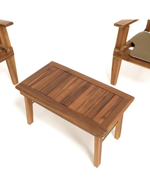 Salon de jardin en bois acacia 2 personnes marron/beige
