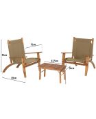 Salon de jardin en bois acacia 2 personnes marron/beige