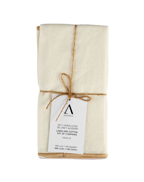 2 ivoorkleurige servetten - 40x40 cm