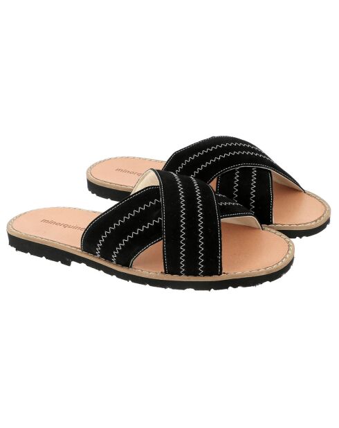 Sabot in pelle nera in velluto