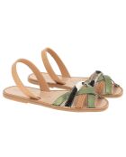 Neo 3 Camel/groene leren sandalen