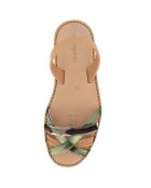 Neo 3 Camel/groene leren sandalen