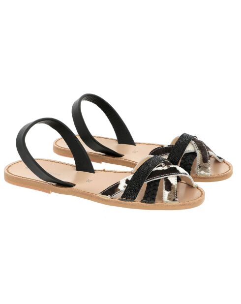 Schwarze Ledersandalen Neo 3 Pony