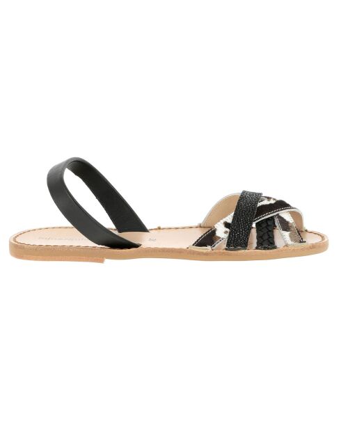 Schwarze Ledersandalen Neo 3 Pony