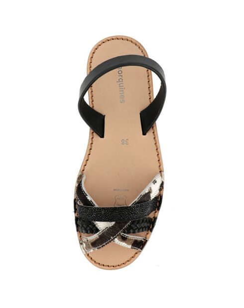 Schwarze Ledersandalen Neo 3 Pony
