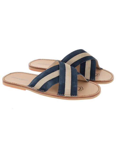 Mules Neo Cap Night de piel y terciopelo