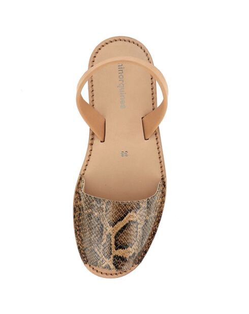 Avarcas en Cuir Neo reptile camel