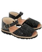 Schwarze Ledersandalen