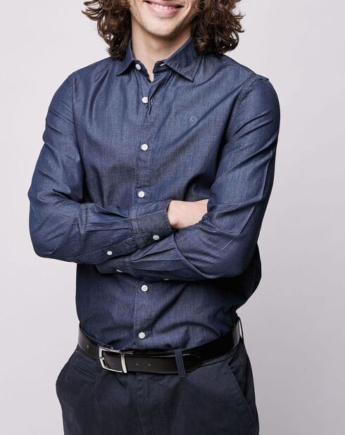 Chemise regular Chambray unie bleu foncé