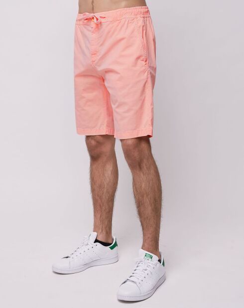 Short Chino Popplin Elastic corail fluo