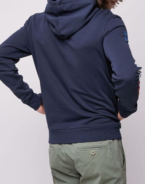 Sweat à capuche zippé Logo Poitrine bleu marine