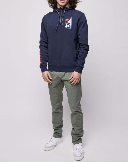 Sweat à capuche zippé Logo Poitrine bleu marine