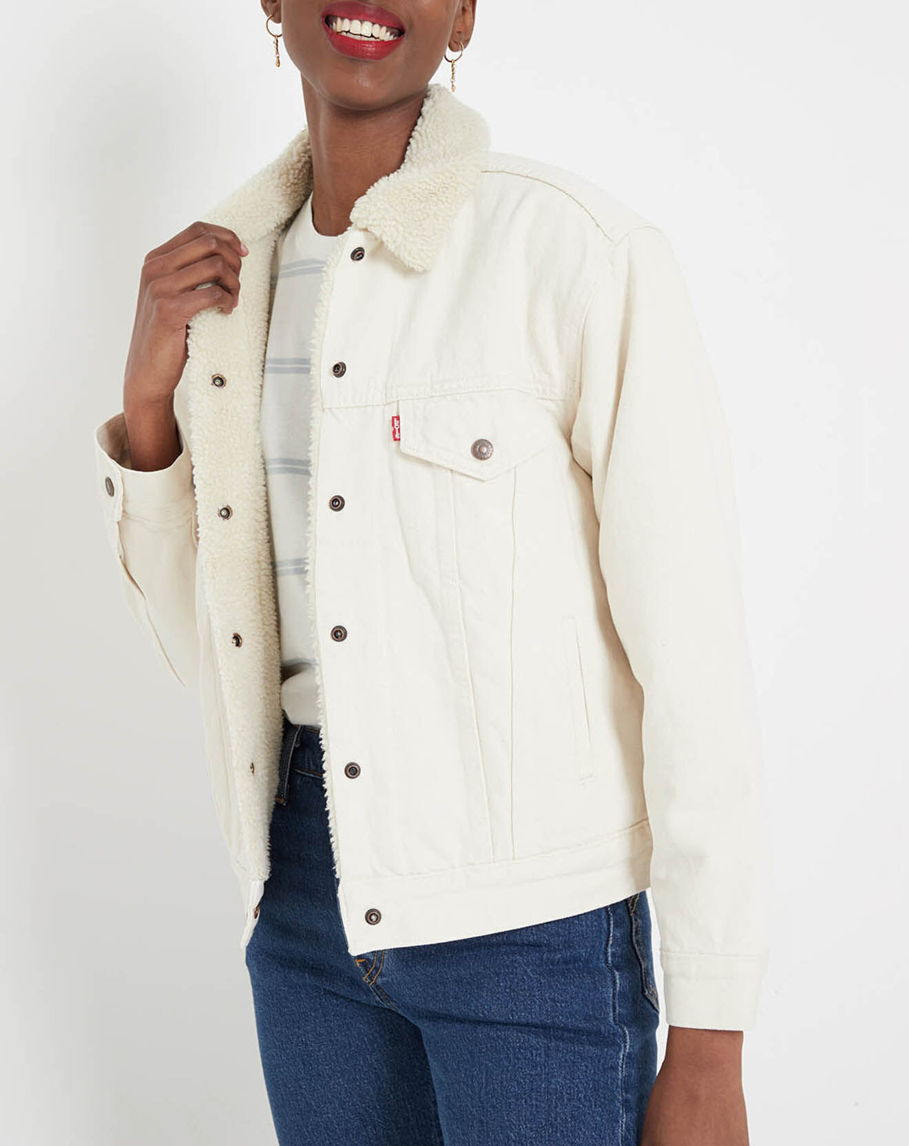 Veste Sherpa Trucker Blouson En Jean FourrÃ© Femme Veste Levis