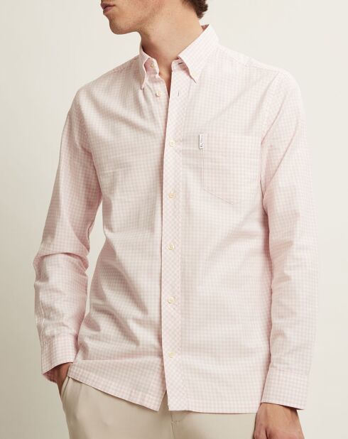 Chemise droite Ethan à carreaux rose clair