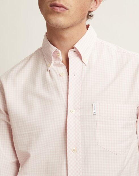 Chemise droite Ethan à carreaux rose clair